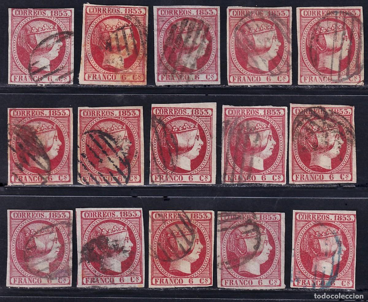 Sellos: ESPA&Ntilde;A, 1853 EDIFIL N&ordm; 17, 17a, 6 c. rosa / rosa carminado.