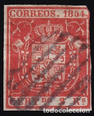 Sellos: ESPA&Ntilde;A, 1854 EDIFIL N&ordm; 25, 2 r. rojo,