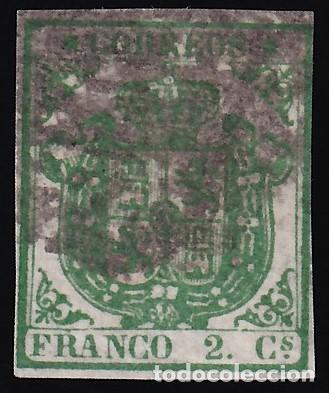 Sellos: ESPA&Ntilde;A, 1854 EDIFIL N&ordm; 32, 2 cu. verde
