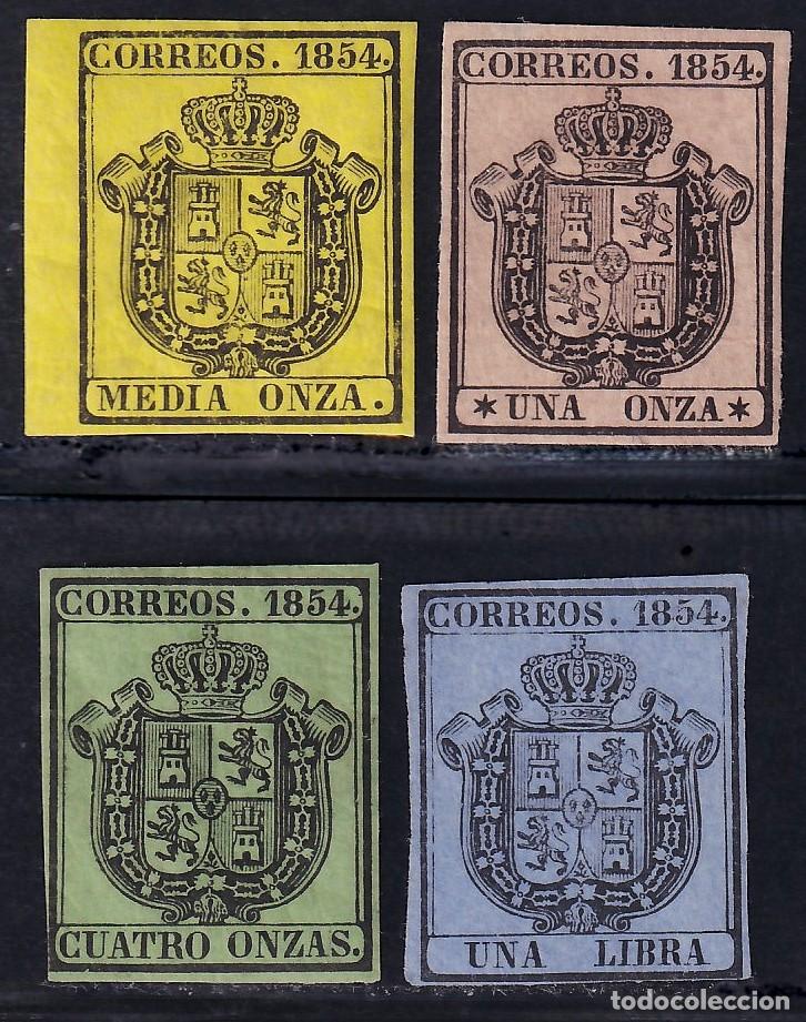 Sellos: ESPA&Ntilde;A, 1854 EDIFIL N&ordm; 35 / 38 /*/, (*), Escudo de Espa&ntilde;a.