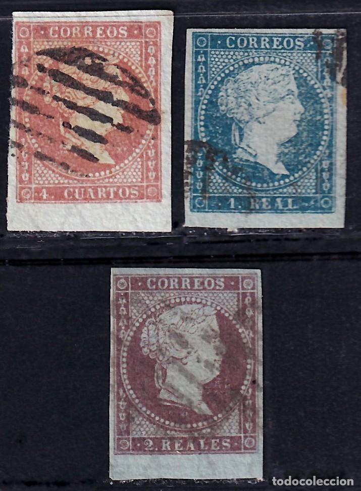 Sellos: ESPA&Ntilde;A, 1855 EDIFIL N&ordm; 40, 41, 42, [Bordes de hoja]