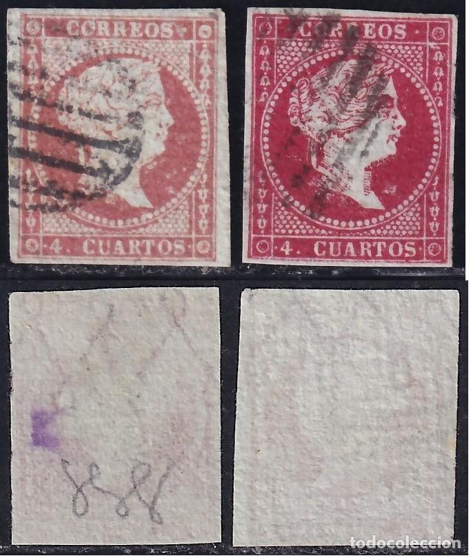 Sellos: ESPA&Ntilde;A, 1855 EDIFIL N&ordm; 40id, 40aid, [Filigrana desplazada.]