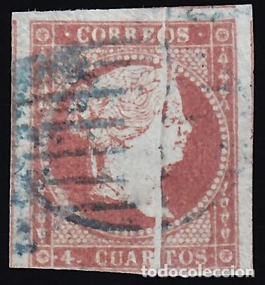 Sellos: ESPA&Ntilde;A, 1855 EDIFIL N&ordm; 40A, 4 c. rojo, [Fuelle horizontal / NO RESE&Ntilde;ADO.]