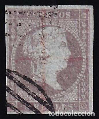 Sellos: ESPA&Ntilde;A, 1855 EDIFIL N&ordm; 42id, 2 r. violeta, [Filigrana desplazada.]