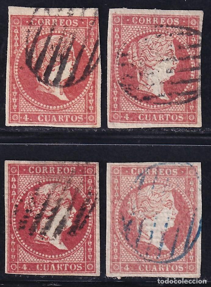 Sellos: ESPA&Ntilde;A, 1855 EDIFIL N&ordm; 44, 44A, 4 cu. rojo, Tipo I, II,