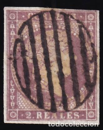 Sellos: ESPA&Ntilde;A, 1855 EDIFIL N&ordm; 46, 2 r. violeta, [Papel con Filigrana L&iacute;neas Cruzadas.]