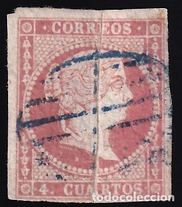 Sellos: ESPA&Ntilde;A, 1855 EDIFIL N&ordm; 44, 4 cu. rojo, [Fuelle vertical / NO RESE&Ntilde;ADO.]