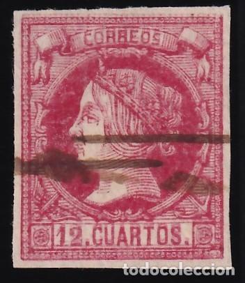 Sellos: ESPA&Ntilde;A, 1860 EDIFIL N&ordm; 53ed (*), 12 cu. carm&iacute;n, [Doble impresi&oacute;n]