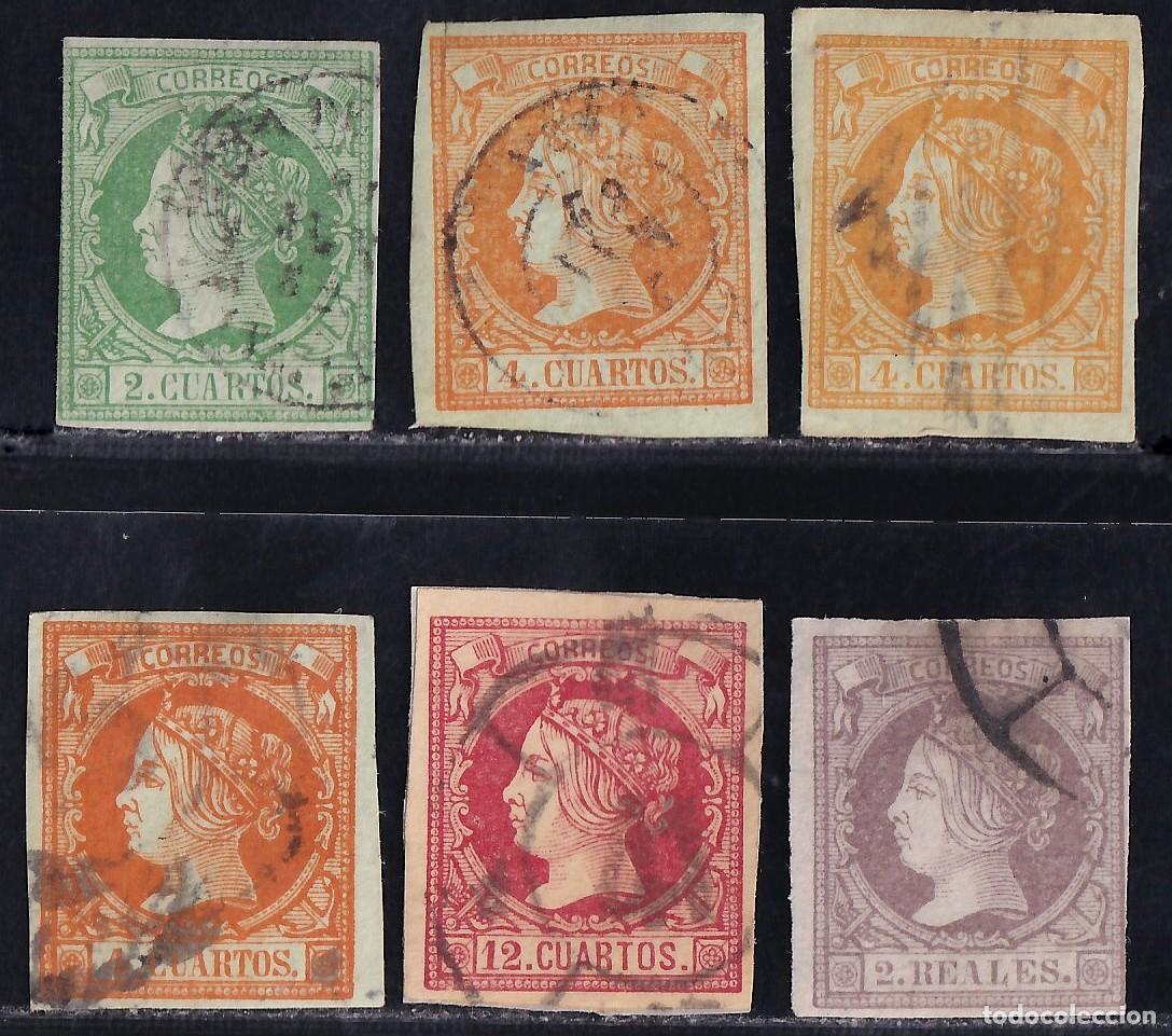 Sellos: ESPA&Ntilde;A, 1860 EDIFIL N&ordm; 51, 52, 53, 55, 56,