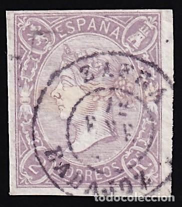Sellos: ESPA&Ntilde;A, 1865 EDIFIL N&ordm; 73b, 2 r. rosa.