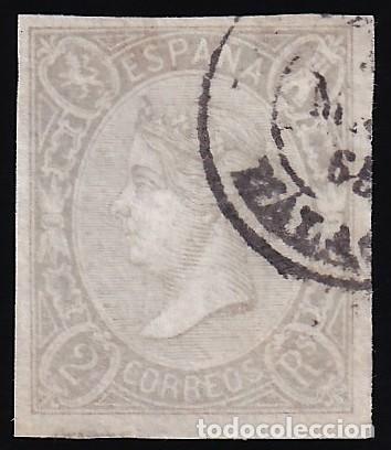 Sellos: ESPA&Ntilde;A, 1865 EDIFIL N&ordm; 73c, 2 r. gris oscuro