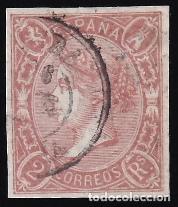 Sellos: ESPA&Ntilde;A, 1865 EDIFIL N&ordm; 73Aa, 2 r. naranja