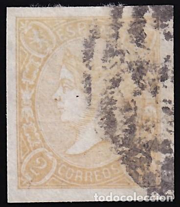 Sellos: ESPA&Ntilde;A, 1865 EDIFIL N&ordm; 73Ab, 2 r. casta&ntilde;o amarillento