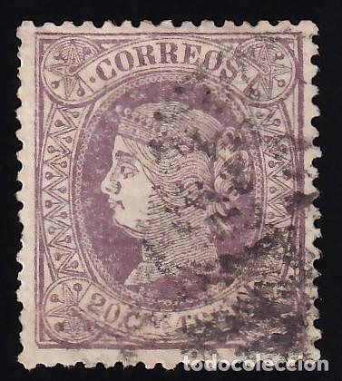 Sellos: ESPA&Ntilde;A, 1866 EDIFIL N&ordm; 86, 20 c. lila.