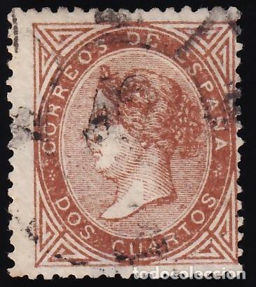Sellos: ESPA&Ntilde;A, 1867 EDIFIL N&ordm; 87, 2 cu. casta&ntilde;o.