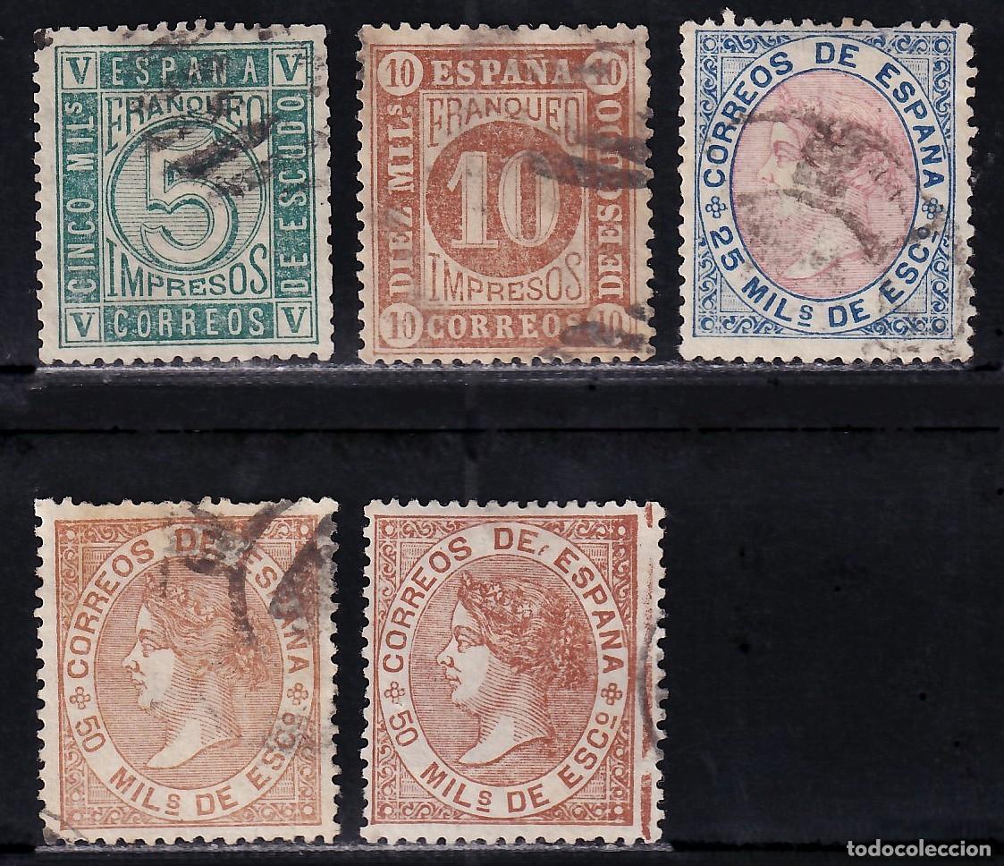 Sellos: ESPA&Ntilde;A, 1867 EDIFIL N&ordm; 93, 94, 95, 96,