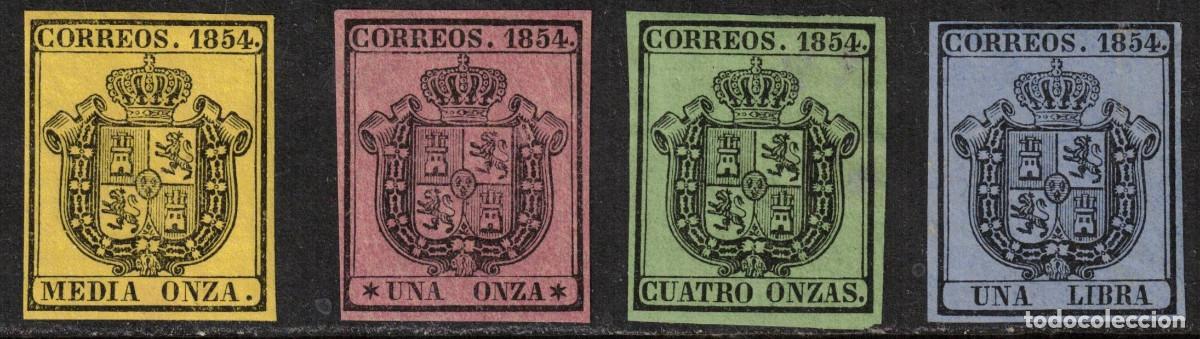 Sellos: ESCUDO DE ESPA&Ntilde;A * 28/31 - A&Ntilde;O 1854 - LUJO
