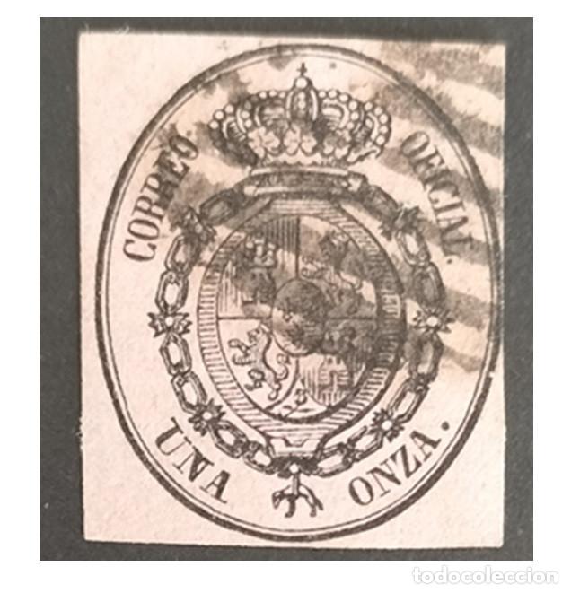Sellos: Edifil 36 Usado AUTENTICO Escudo Espa&ntilde;a 1855