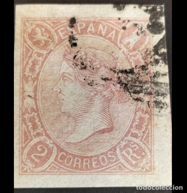 Sellos: Edifil 79a Usado AUTENTICO Isabel II Espa&ntilde;a 1865