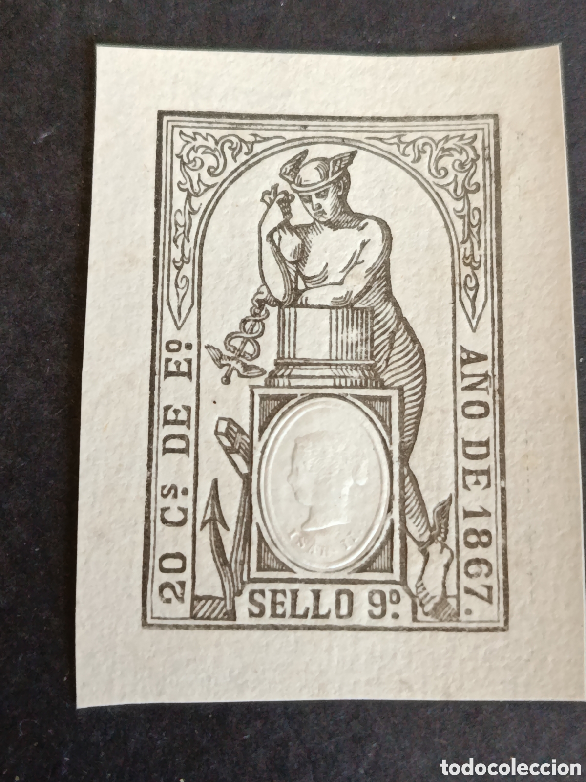 Sellos: TIMBRE FISCAL. PAPEL TIMBRADO. 20 C&Eacute;NTIMOS DE ESCUDO. 1867.