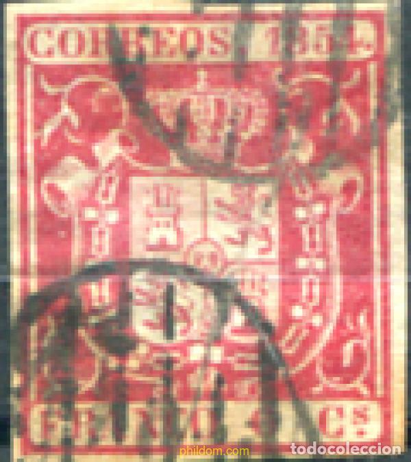 Sellos: 323481 USED ESPA&Ntilde;A 1854 ESCUDO DE ESPA&Ntilde;A