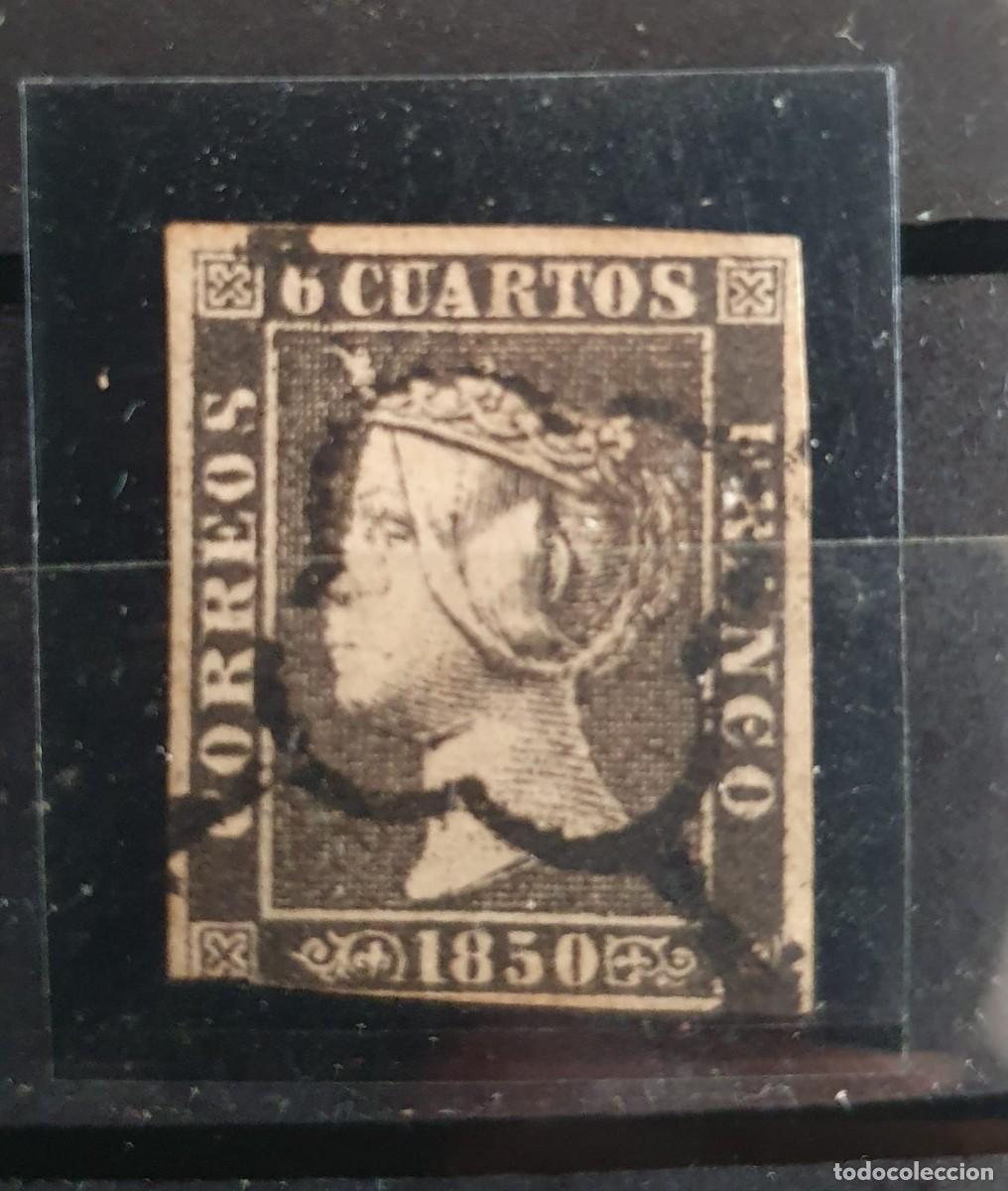 Sellos: EDIFIL 1 PLANCHA I 6 CUARTOS ISABEL II ESPA&Ntilde;A 1850 POSICION 21