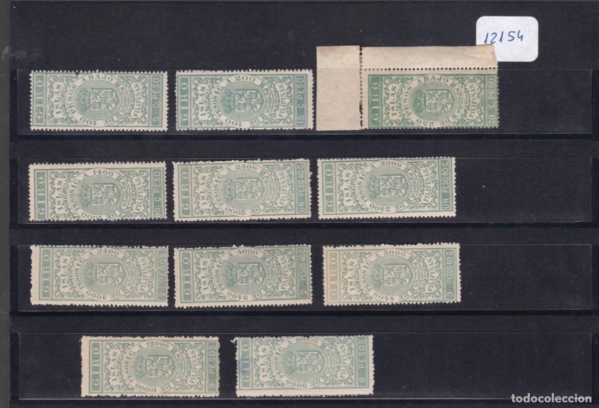 Sellos: FC4-13- FISCALES Cl&aacute;sicos FILIPINAS GIRO x 11 Valores 5 C a 9 PESOS Nuevos **/*
