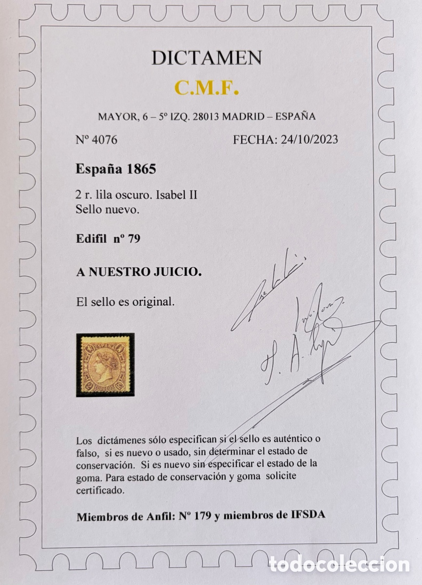 Sellos: ESPA&Ntilde;A - A&Ntilde;O 1865 - ISABEL II - Foto 3