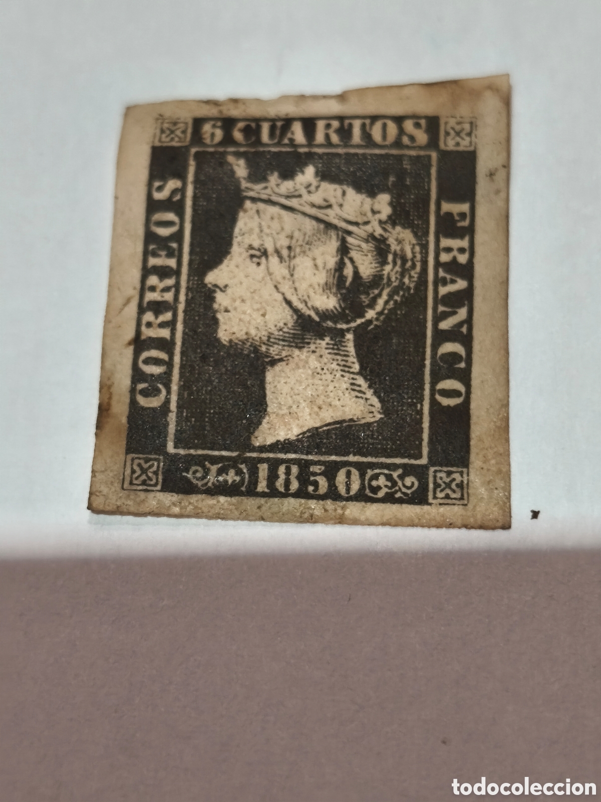 Francobolli: Sello cl&aacute;sico de Espa&ntilde;a n 1 nuevo con goma** algo sobado el papel ,,escaso 6 cuartos negro ,ver