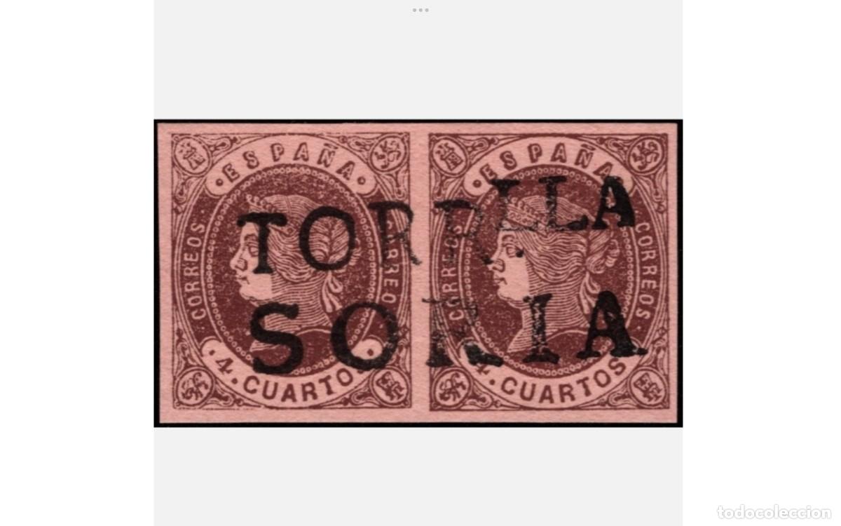 Sellos: ESPA&Ntilde;A - 1862 - ISABEL II - EDIFIL 58 -PAREJA - MATASELLOS PREFILATELICO -TORR.LLA/SORIA