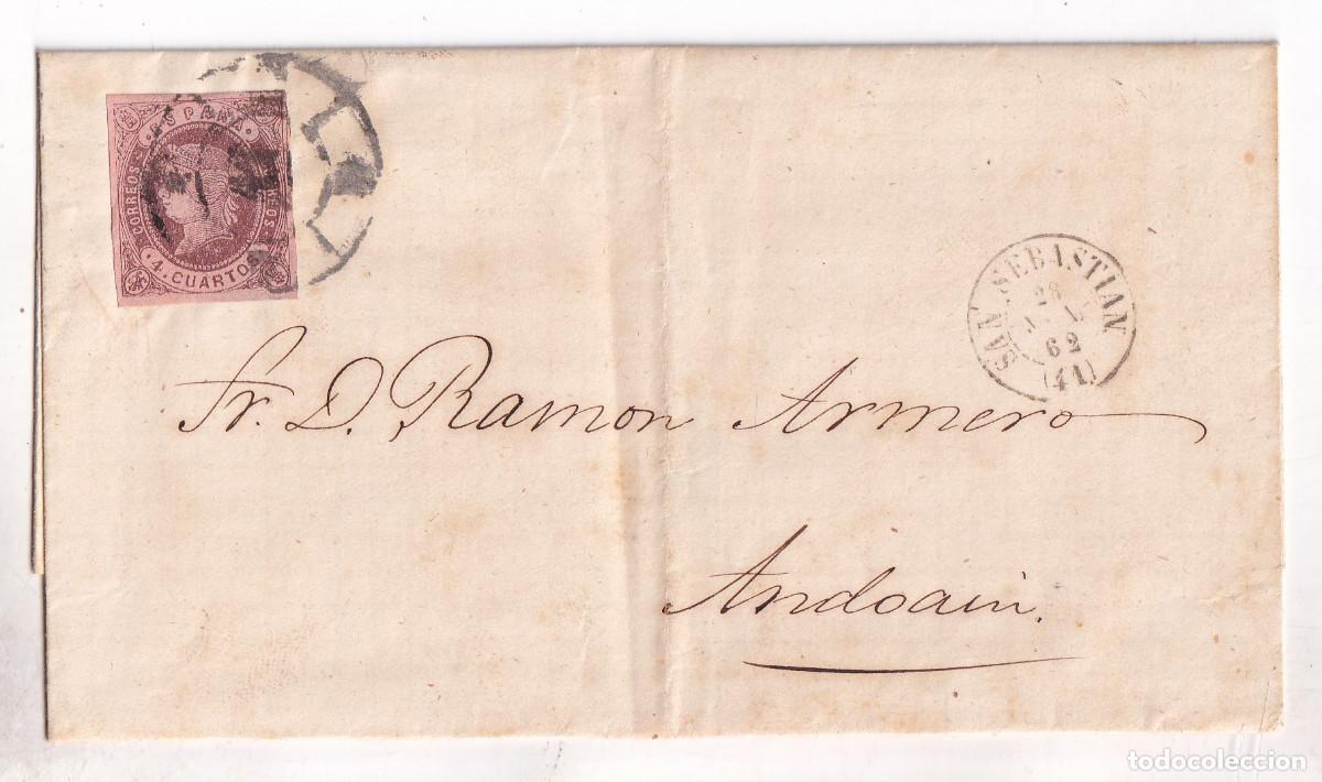 Sellos: ENVUELTA. RUEDA DE CARRETA. SAN SEBASTI&Aacute;N. GUIP&Uacute;ZCOA. 1862. A ANDOAIN. PA&Iacute;S VASCO
