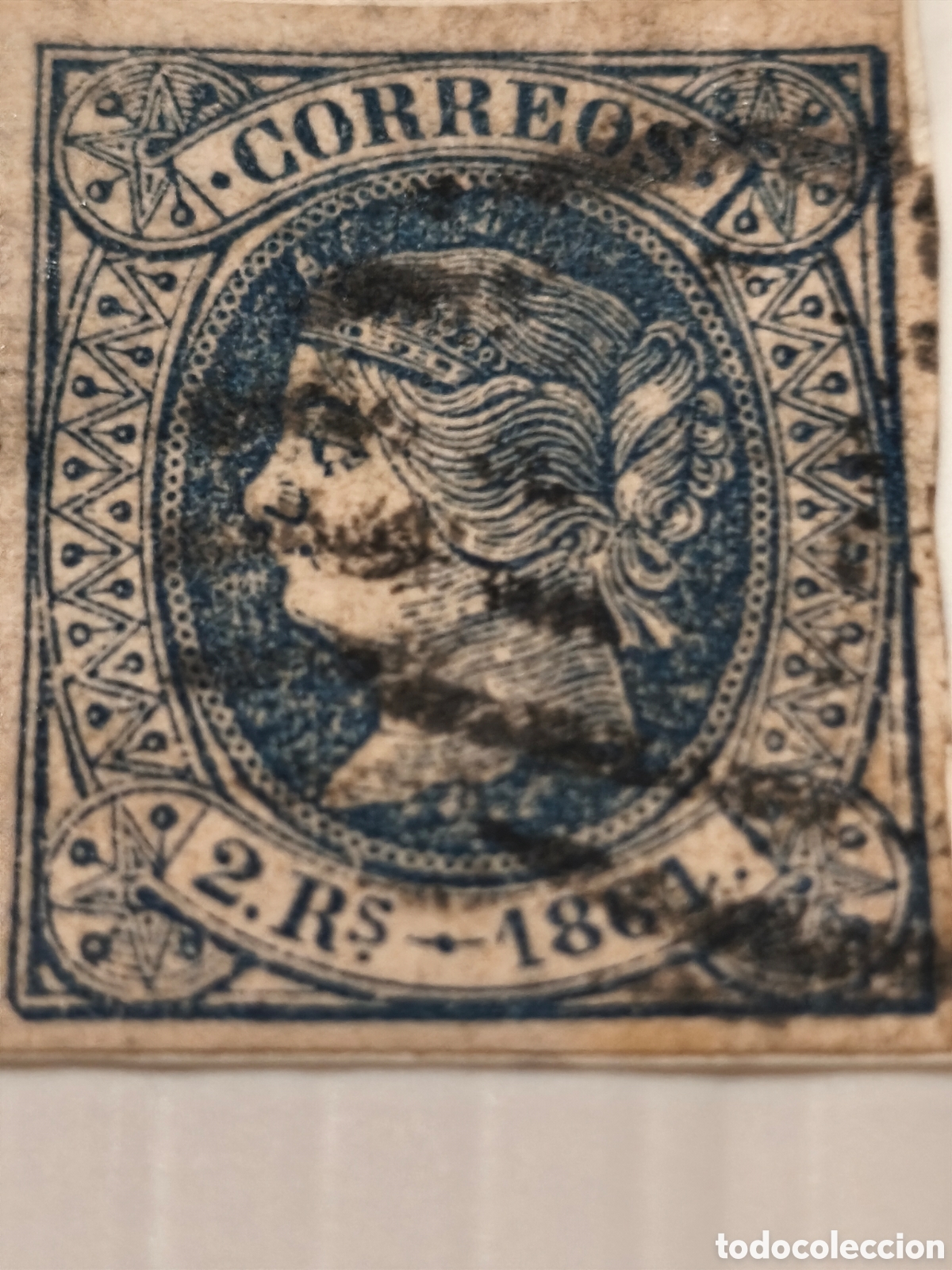 Briefmarken: Sello cl&aacute;sico de Espa&ntilde;a usado muy escaso n 67, 2 reales azul amarillento parrilla ver imagenes