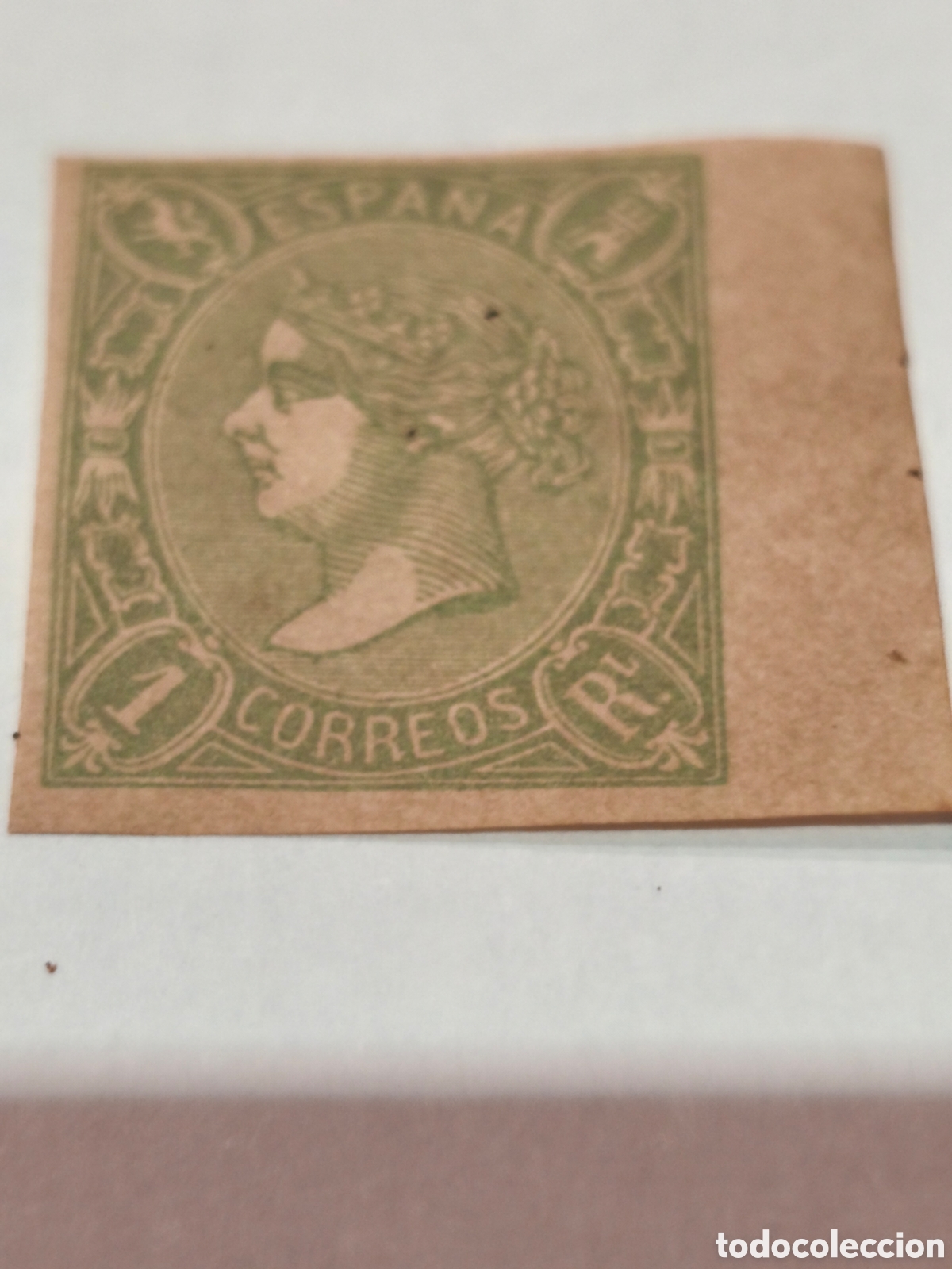 Sellos: Sellobclasico de Espa&ntilde;a n 72 nuevo borde de hoja con goma** escaso 1 real verde claro ver imagenes