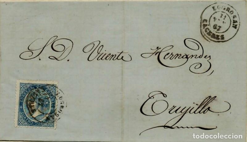 Sellos: FA0648K. HISTORIA POSTAL. 1867, 31 de enero. Carta de Logrosan a Trujillo