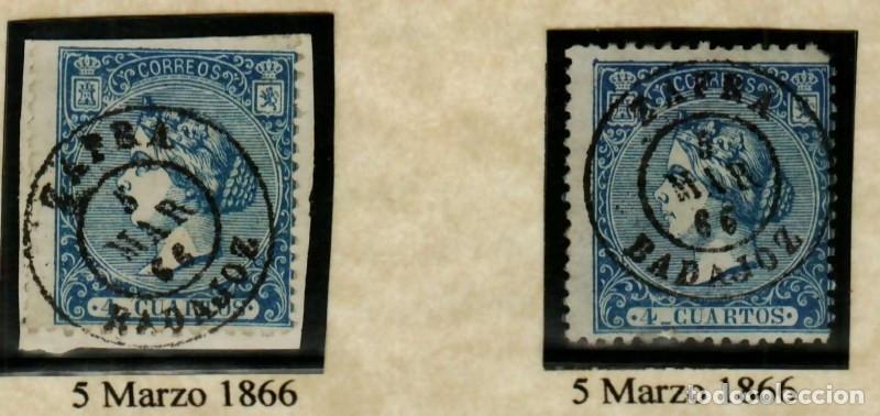 Sellos: FA0877-1. HISTORIA POSTAL. 1866. 2 Valores de 4 cuartos con Fechador Tipo II de Zafra