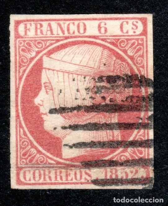Sellos: EDIFIL 12 ISABEL II A&Ntilde;O 1852. MATASELLOS PARRILLA NEGRA.