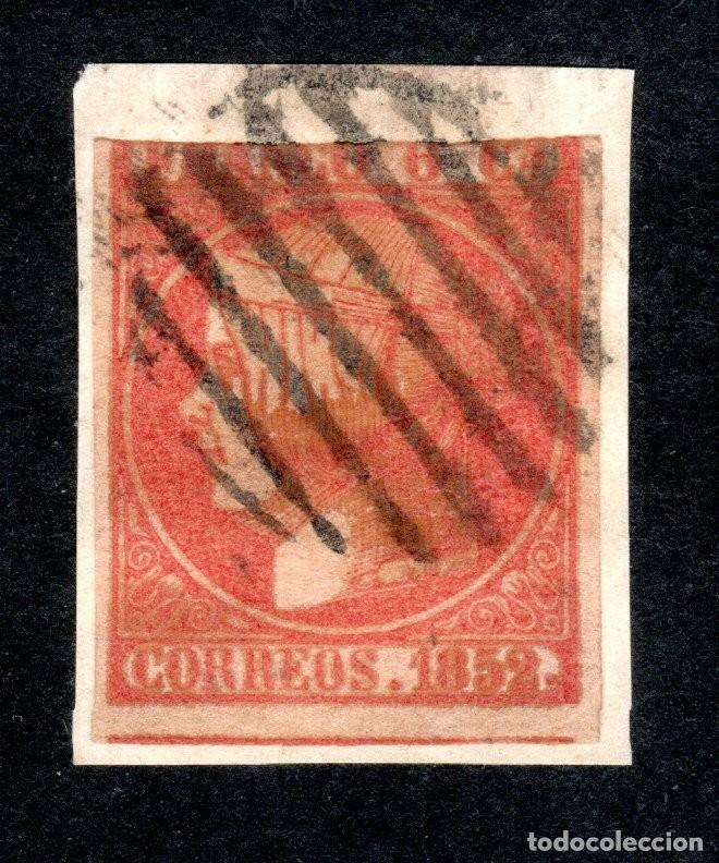 Sellos: EDIFIL 12 ISABEL II A&Ntilde;O 1852. MATASELLOS PARRILLA NEGRA. (VARIEDAD...IMPRESI&Oacute;N).