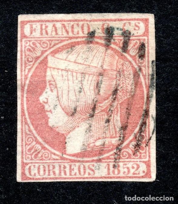 Sellos: EDIFIL 12 ISABEL II A&Ntilde;O 1852. MATASELLOS PARRILLA NEGRA.