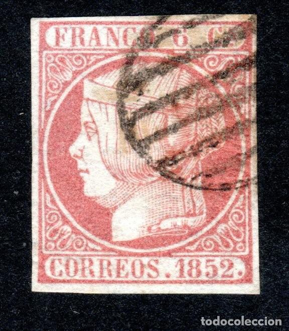 Sellos: EDIFIL 12 ISABEL II A&Ntilde;O 1852. MATASELLOS PARRILLA NEGRA.