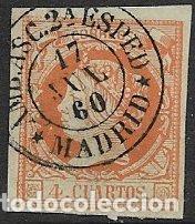 Sellos: 1860 Isabel II, EDIFIL n&ordm; 52 (o) matasello: Ambulante Ascendente, 2&ordf; Esp. Madrid