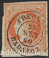 Sellos: 1860 Isabel II, EDIFIL n&ordm; 52 (o) matasello: fechador Fregenal, Badajoz