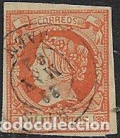 Sellos: 1860 Isabel II, EDIFIL n&ordm; 52 (o) matasello: fechador Martos, Ja&eacute;n