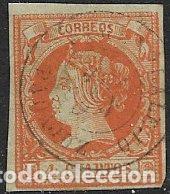 Sellos: 1860 Isabel II, EDIFIL n&ordm; 52 (o) matasello: fechador Almendralejo, Badajoz
