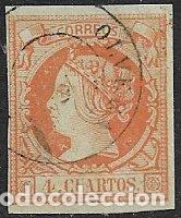 Sellos: 1860 Isabel II, EDIFIL n&ordm; 52 (o) matasello: fechador Olvera, C&aacute;diz