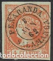 Sellos: 1860 Isabel II, EDIFIL n&ordm; 52 (o) matasello: fechador Pe&ntilde;aranda, Salamanca
