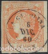 Sellos: 1860 Isabel II, EDIFIL n&ordm; 52 (o) matasello: fechador La Carolina, Ja&eacute;n