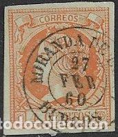 Sellos: 1860 Isabel II, EDIFIL n&ordm; 52 (o) matasello: fechador Miranda de Ebro, Burgos