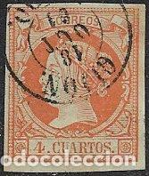 Sellos: 1860 Isabel II, EDIFIL n&ordm; 52 (o) matasello: fechador Gij&oacute;n, Asturias