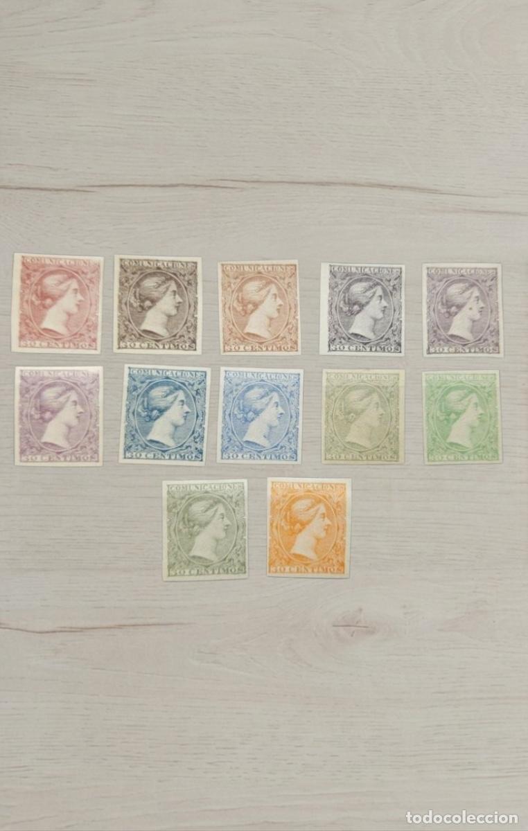 Briefmarken: Spain 1879 Queen Isabella II 30c Communications Specialized Imperf Color Proof Set