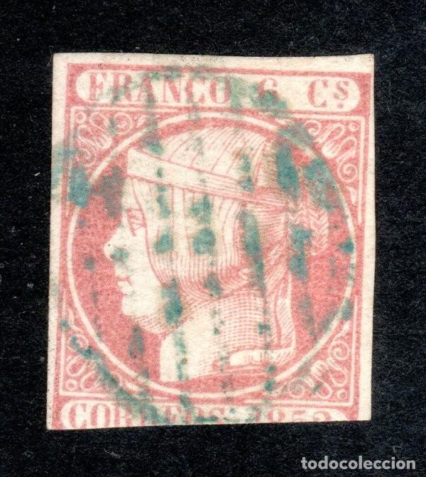 Sellos: EDIFIL 12 ISABEL II A&Ntilde;O 1852. MATASELLOS PARRILLA AZUL. VALOR CAT&Aacute;LOGO ESPECIALIZADO: 15,50 &euro;.